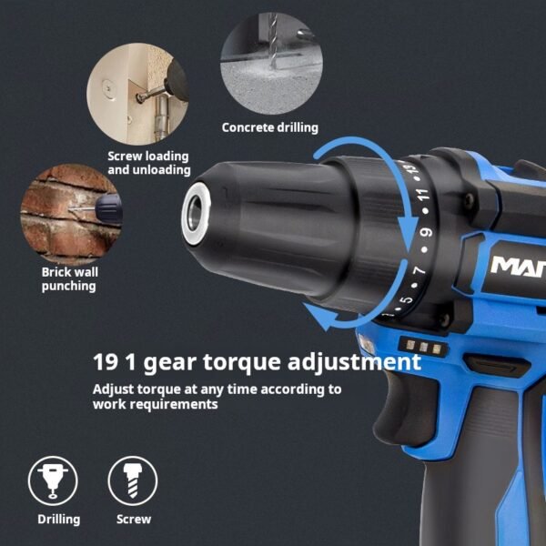 popular multi-functional 12v brushless lithium electric drill, industrial grade dual speed handheld electric drill, handheld electric screwdriver - Image 2
