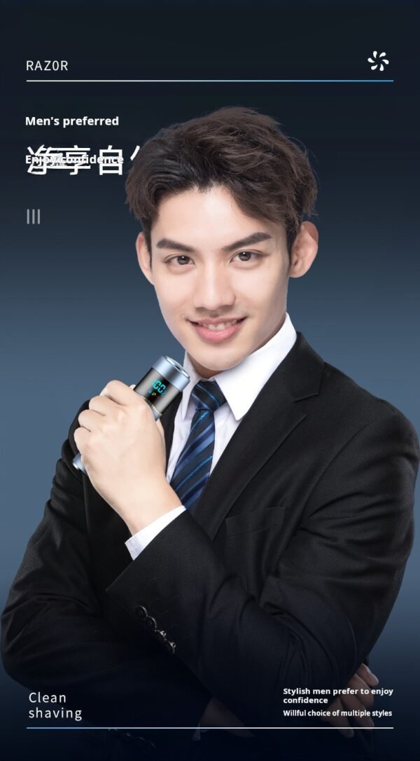 Upgraded Mini Portable Shaver Single Head Round Waterproof Can Be Used as a Power Bank Electric Shaver with Digital Display - Image 5