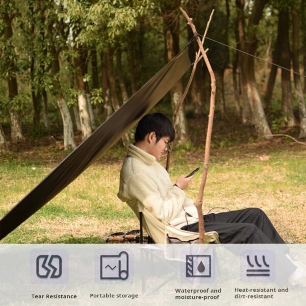 Outdoor camping tent equipment, black Oxford cloth shelter tent, waterproof and moisture-proof mat, wear-resistant and thick picnic mat - Image 3
