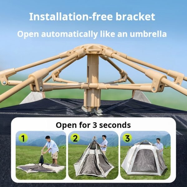 Wilderness Light Tent Outdoor Folding Portable Camping Overnight Camping Thickened Sunscreen Black Rubber Equipment Complete Set - Image 2