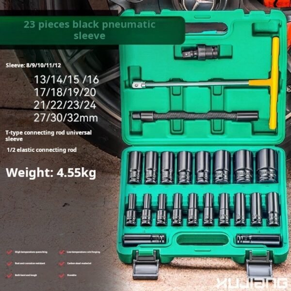 Complete set of extended electric wrench socket for automotive repair, including large, medium, small, flying hexagonal air cannon socket head combination tool - Image 3
