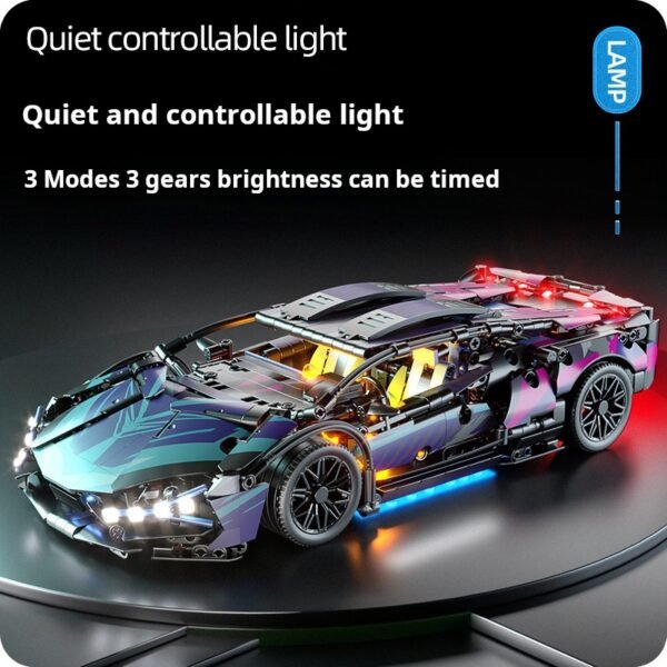 Compatible with Lego, Mulan, Bo Zi Niu, Cyberpunk, remote-controlled sports car ornaments, puzzle assembly, racing car, children's gift - Image 2