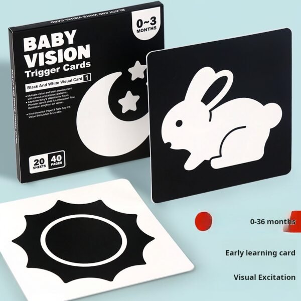 Black and white cards, infant early education cards, training for newborns, visual stimulation cards, black and white follow-up cards, Laraka color cards - Image 2