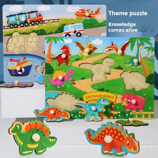 Temu Xiyin Handheld Board Matching Jigsaw Puzzle for Children's Enlightenment Early Education Puzzle Wooden Toy - Image 2